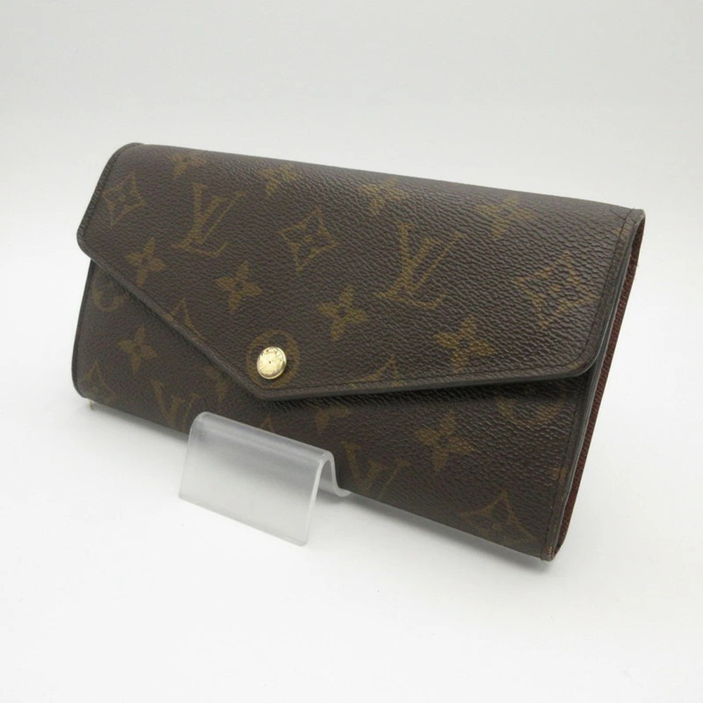 Louis Vuitton Monogram Portefeuille Sarah Long Wallet Canvas Leather White Brown